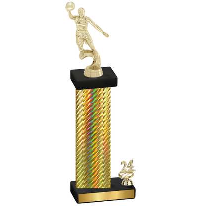 Accented Single Gold Carbon Fiber Year Basketball Trophy