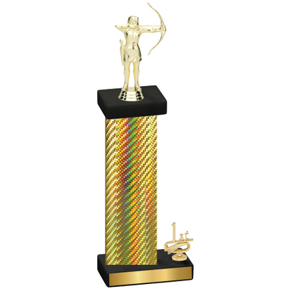 Accented Single Gold Carbon Fiber First Place Archery Trophy