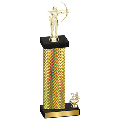 Accented Single Gold Carbon Fiber Year Archery Trophy