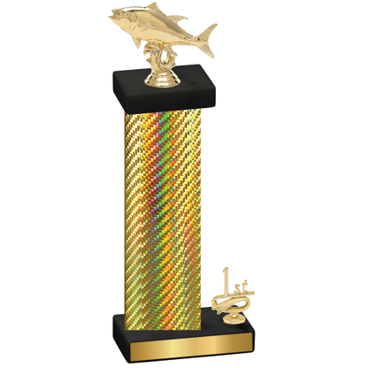 Accented Single Gold Carbon Fiber First Place Fishing Trophy