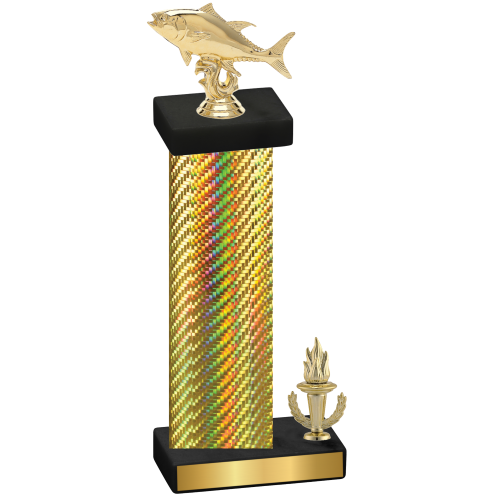 Accented Single Gold Carbon Fiber Victory Fishing Trophy