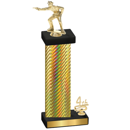 Accented Single Gold Carbon Fiber Fourth Place Shooter Trophy