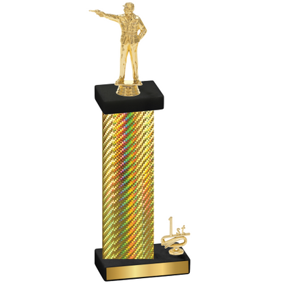 Accented Single Gold Carbon Fiber First Place Shooter Trophy