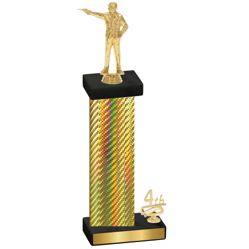 Accented Single Gold Carbon Fiber Fourth Place Shooter Trophy