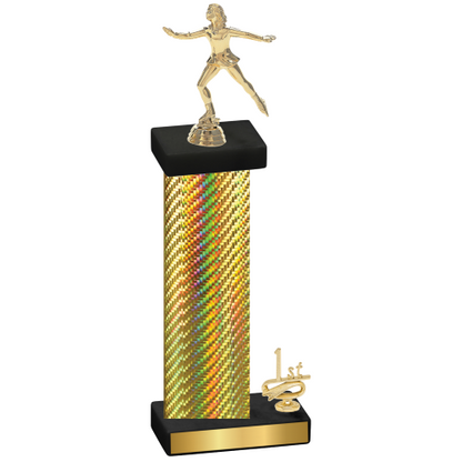 Accented Single Gold Carbon Fiber First Place Skater Trophy