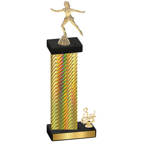 Accented Single Gold Carbon Fiber Third Place Skater Trophy