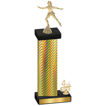 Accented Single Gold Carbon Fiber Fourth Place Skater Trophy