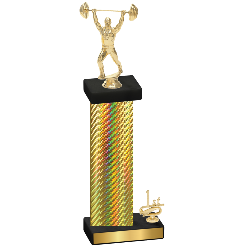 Accented Single Gold Carbon Fiber First Place Weights Trophy