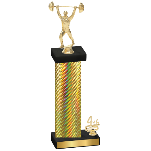 Accented Single Gold Carbon Fiber Fourth Place Weights Trophy