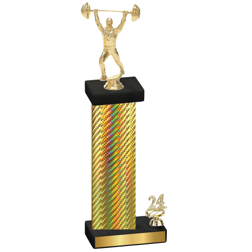 Accented Single Gold Carbon Fiber Year Weights Trophy