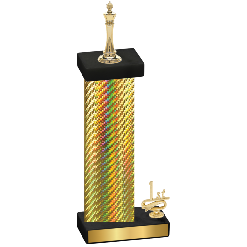 Accented Single Gold Carbon Fiber First Place Chess Trophy