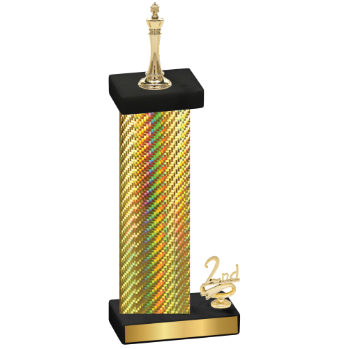 Accented Single Gold Carbon Fiber Second Place Chess Trophy