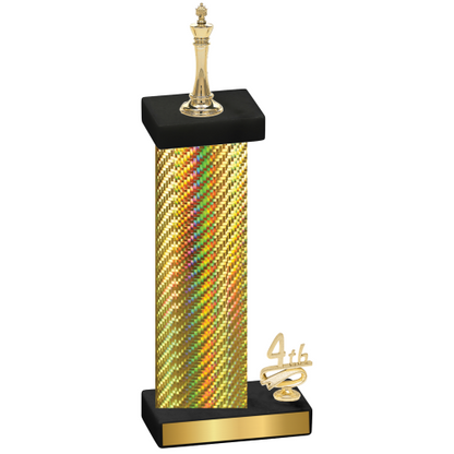 Accented Single Gold Carbon Fiber Fourth Place Chess Trophy