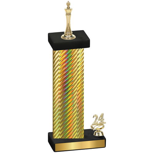 Accented Single Gold Carbon Fiber Year Chess Trophy