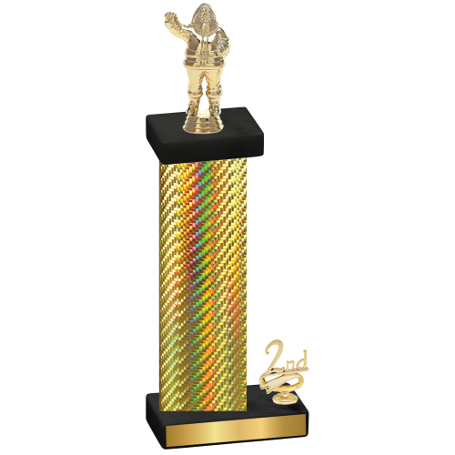 Accented Single Gold Carbon Fiber Second Place Holiday Trophy