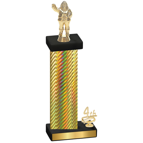 Accented Single Gold Carbon Fiber Fourth Place Holiday Trophy