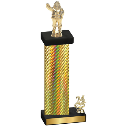 Accented Single Gold Carbon Fiber Year Holiday Trophy