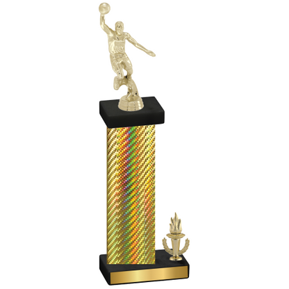 Accented Single Gold Carbon Fiber Victory Basketball Trophy