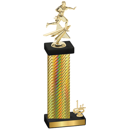 Accented Single Gold Carbon Fiber First Place Flag Football Trophy