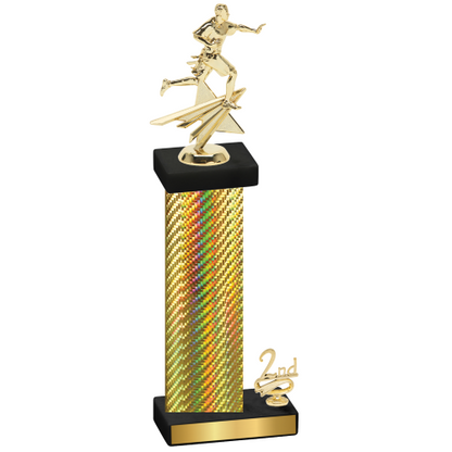 Accented Single Gold Carbon Fiber Second Place Flag Football Trophy