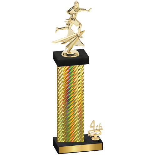 Accented Single Gold Carbon Fiber Fourth Place Flag Football Trophy