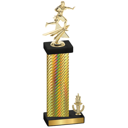 Accented Single Gold Carbon Fiber Victory Flag Football Trophy