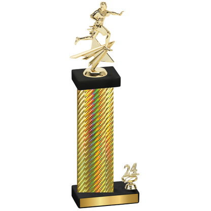 Accented Single Gold Carbon Fiber Year Flag Football Trophy