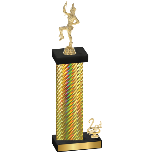 Accented Single Gold Carbon Fiber Second Place Majorette Trophy