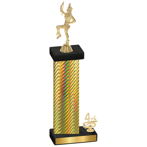 Accented Single Gold Carbon Fiber Fourth Place Majorette Trophy