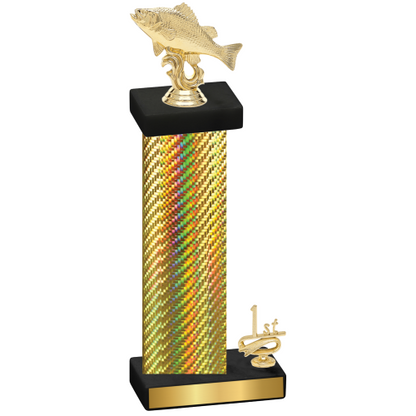 Accented Single Gold Carbon Fiber First Place Fishing Trophy