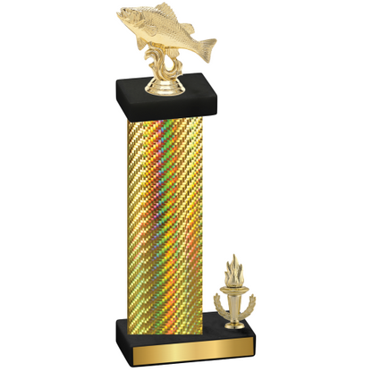 Accented Single Gold Carbon Fiber Victory Fishing Trophy