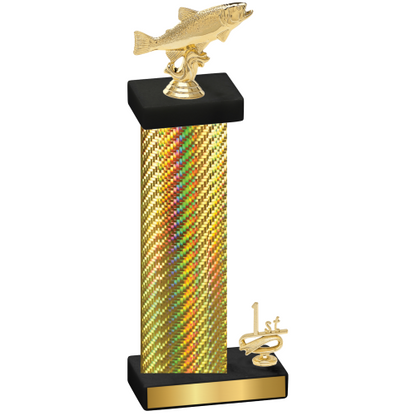 Accented Single Gold Carbon Fiber First Place Fishing Trophy