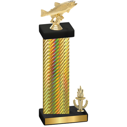 Accented Single Gold Carbon Fiber Victory Fishing Trophy