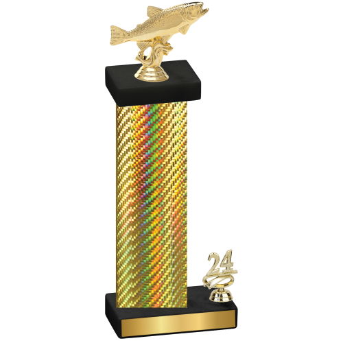 Accented Single Gold Carbon Fiber Year Fishing Trophy