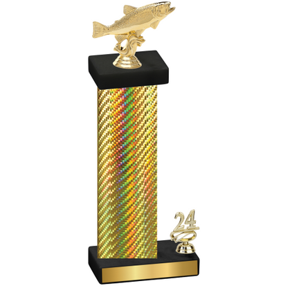 Accented Single Gold Carbon Fiber Year Fishing Trophy