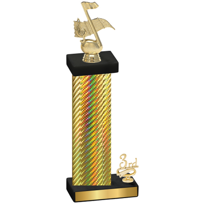 Accented Single Gold Carbon Fiber Third Place Music Trophy