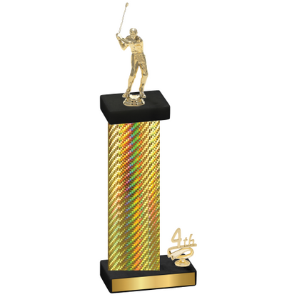 Accented Single Gold Carbon Fiber Fourth Place Golf Trophy
