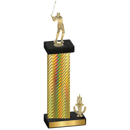 Accented Single Gold Carbon Fiber Victory Golf Trophy