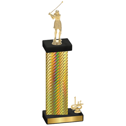 Accented Single Gold Carbon Fiber First Place Golf Trophy