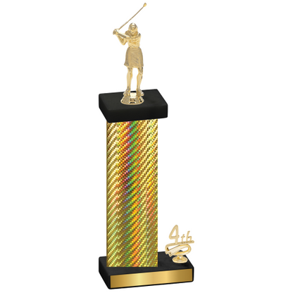 Accented Single Gold Carbon Fiber Fourth Place Golf Trophy