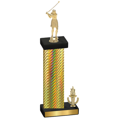 Accented Single Gold Carbon Fiber Victory Golf Trophy