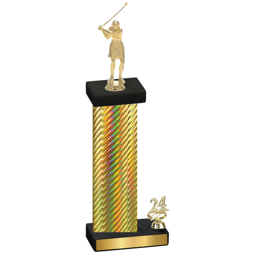 Accented Single Gold Carbon Fiber Year Golf Trophy