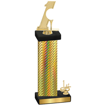 Accented Single Gold Carbon Fiber First Place Golf Trophy