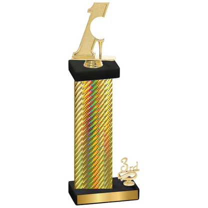 Accented Single Gold Carbon Fiber Third Place Golf Trophy