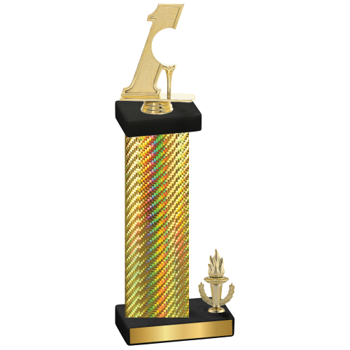 Accented Single Gold Carbon Fiber Victory Golf Trophy