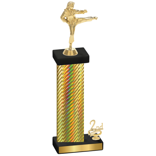 Accented Single Gold Carbon Fiber Second Place Karate Trophy