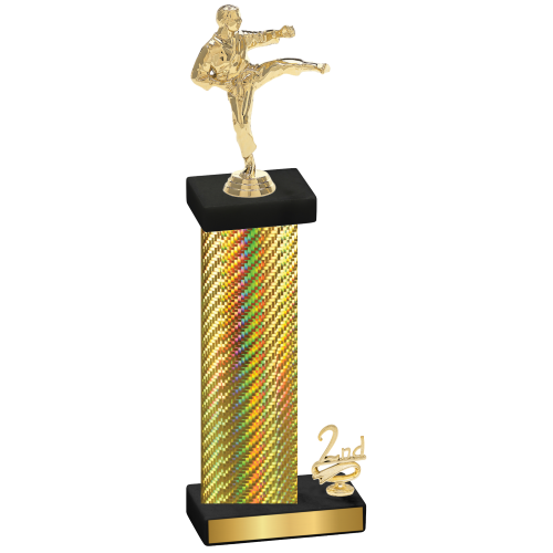Accented Single Gold Carbon Fiber Second Place Karate Trophy
