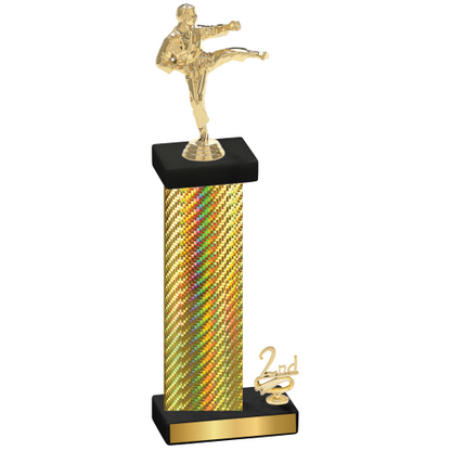 Accented Single Gold Carbon Fiber Second Place Karate Trophy