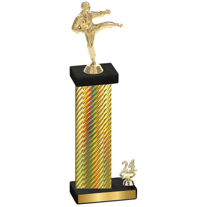 Accented Single Gold Carbon Fiber Year Karate Trophy