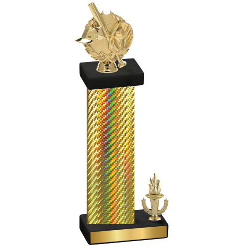 Accented Single Gold Carbon Fiber Victory Baseball Trophy